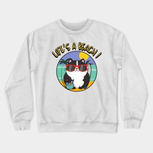 Funny fat cat is chilling on the beach Crewneck Sweatshirt